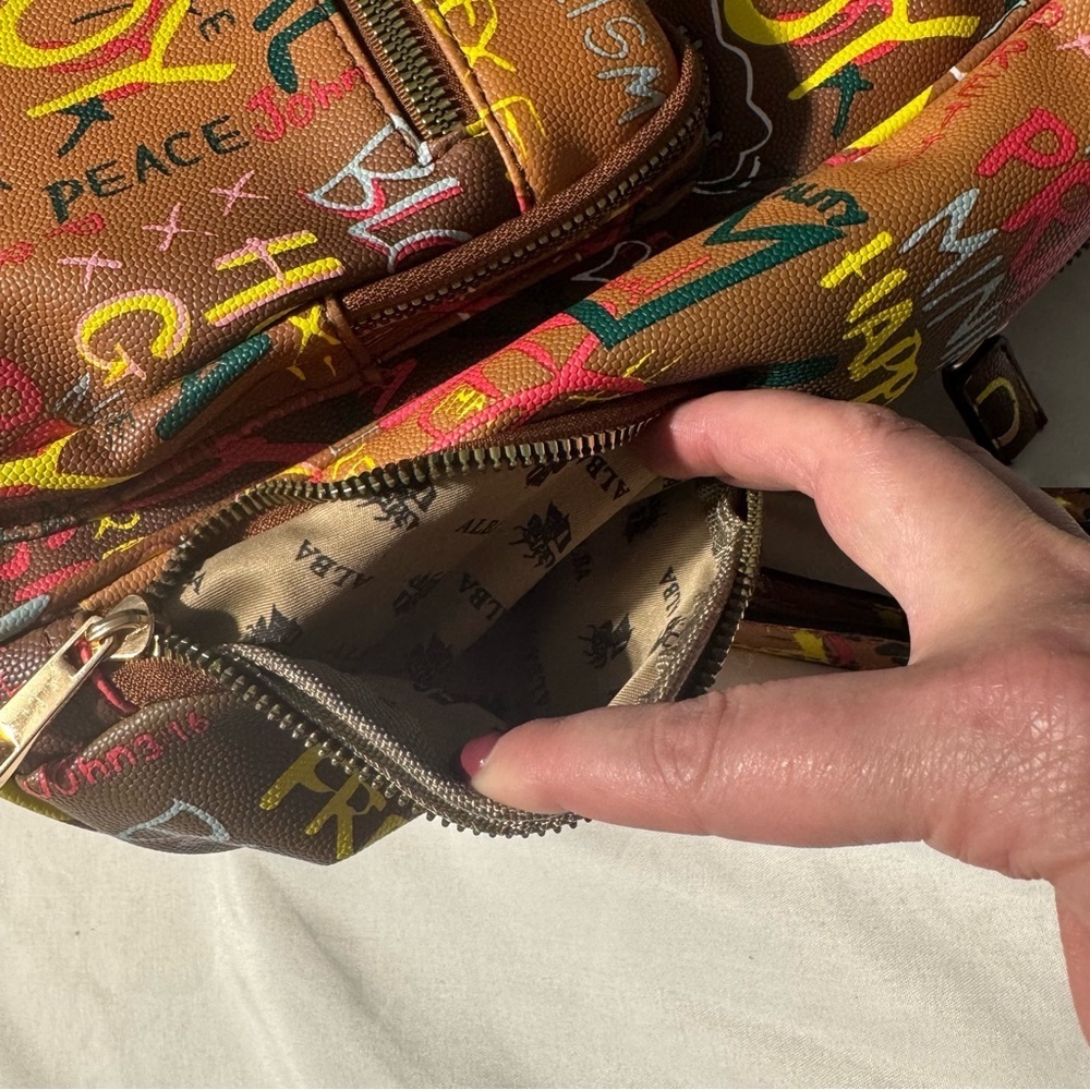 Alba Mini Backpack – NWT – Burnt Orange Graffiti Print - Picture 8 of 16